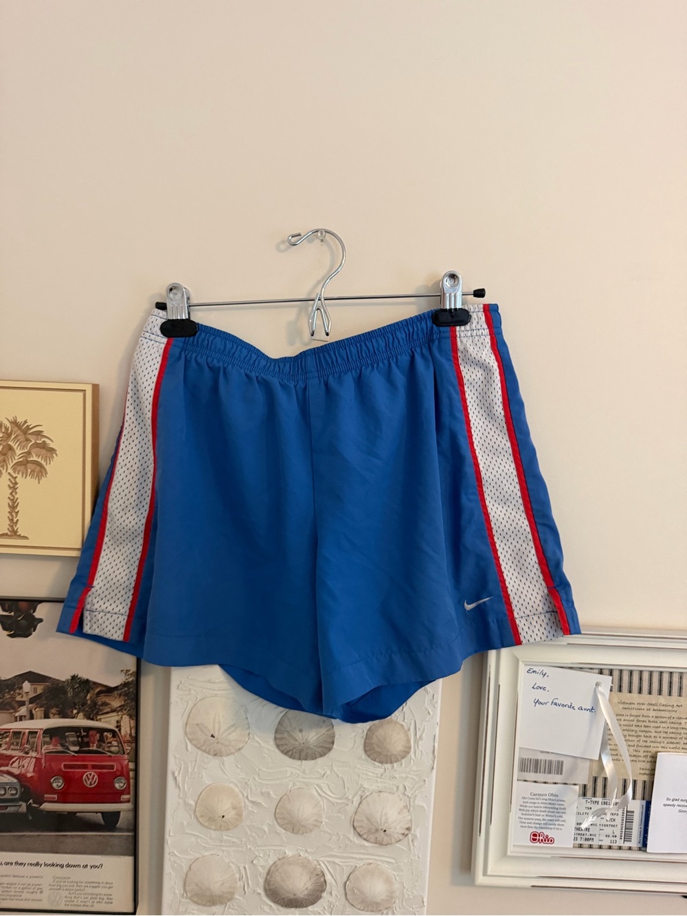 Nike Blue women's Athletic Shorts with White Mesh Side Panels